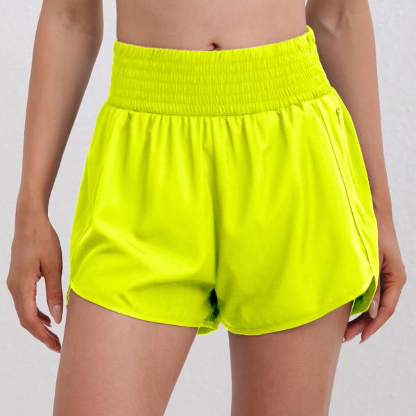 Women's High-Waisted Running Shorts with Pockets and Elastic Waistband