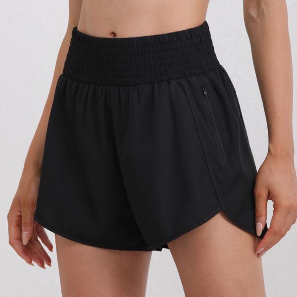Women's High-Waisted Running Shorts with Pockets and Elastic Waistband