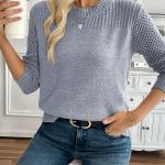 Women's Knit Sweater - Solid Color Hollow Slim Pullover for Autumn and Winter