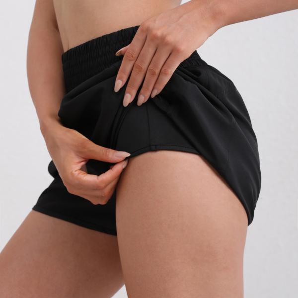 Women's High-Waisted Running Shorts with Pockets and Elastic Waistband