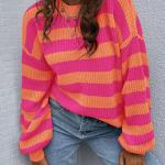 sweaters for women Striped Pattern Drop Shoulder Sweater