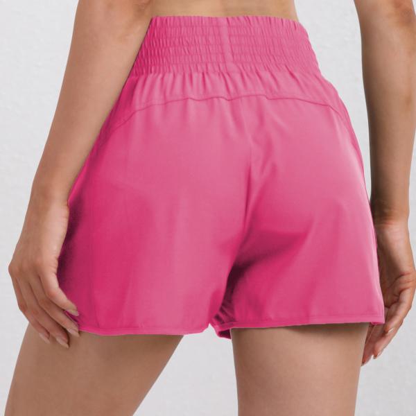 Women's High-Waisted Running Shorts with Pockets and Elastic Waistband