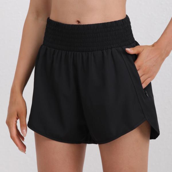 Women's High-Waisted Running Shorts with Pockets and Elastic Waistband