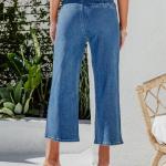 Women's Wide Leg Jeans Stretchy Casual Baggy Straight Leg Jeans High Waisted Buttoned Fashion Denim Pants
