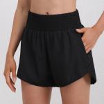 Women's High-Waisted Running Shorts with Pockets and Elastic Waistband