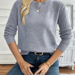 Women's Knit Sweater - Solid Color Hollow Slim Pullover for Autumn and Winter
