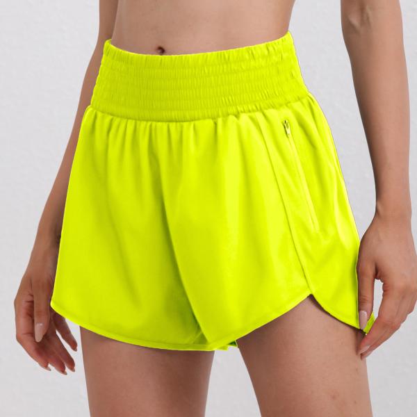 Women's High-Waisted Running Shorts with Pockets and Elastic Waistband