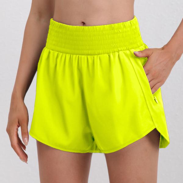 Women's High-Waisted Running Shorts with Pockets and Elastic Waistband