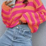 sweaters for women Striped Pattern Drop Shoulder Sweater