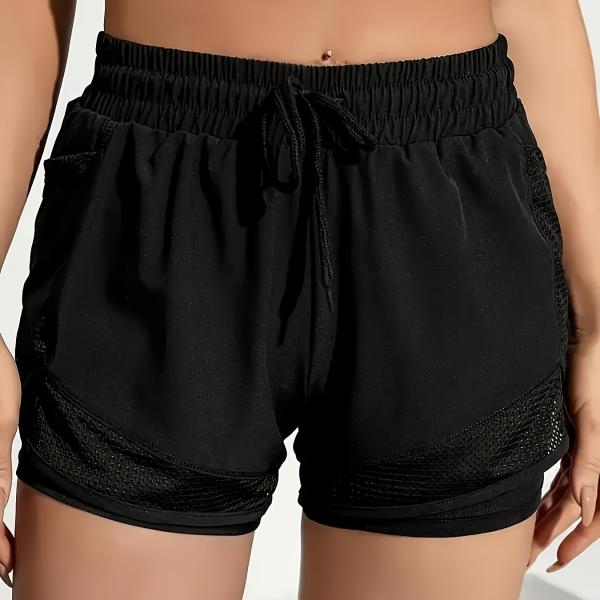 Women's 2-In-1 Yoga Shorts With Quick-Drying Fabric And Mesh Pockets For Casual Fitness, Gym Workouts Suitable For Summer For Women Perfect For Active Lifestyle