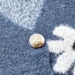 Women's Floral Pattern Button Front Knitted Cardigan, Elegant V-neck Long Sleeve Sweater