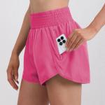 Women's High-Waisted Running Shorts with Pockets and Elastic Waistband