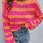 sweaters for women Striped Pattern Drop Shoulder Sweater