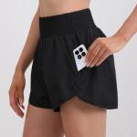 Women's High-Waisted Running Shorts with Pockets and Elastic Waistband