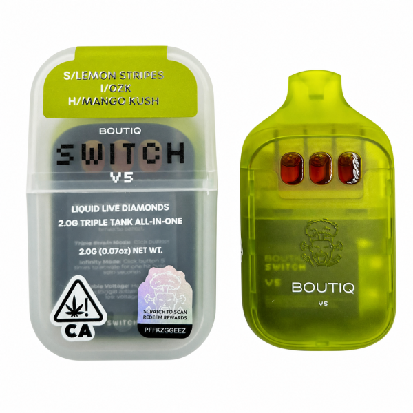 Boutiq Switch V5 2G Dispos - Lemon Stripes x OZK x Mango Kush