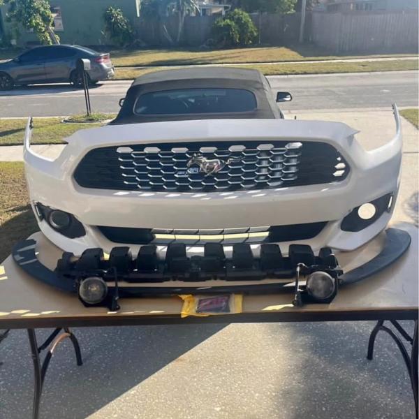 2015-2017 Ford Mustang v6 OEM Front Bumper, Fog Lights, and MP Concepts emblem.
