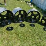 Idk the size but came from a 2004 mustang 2d coupe convertible